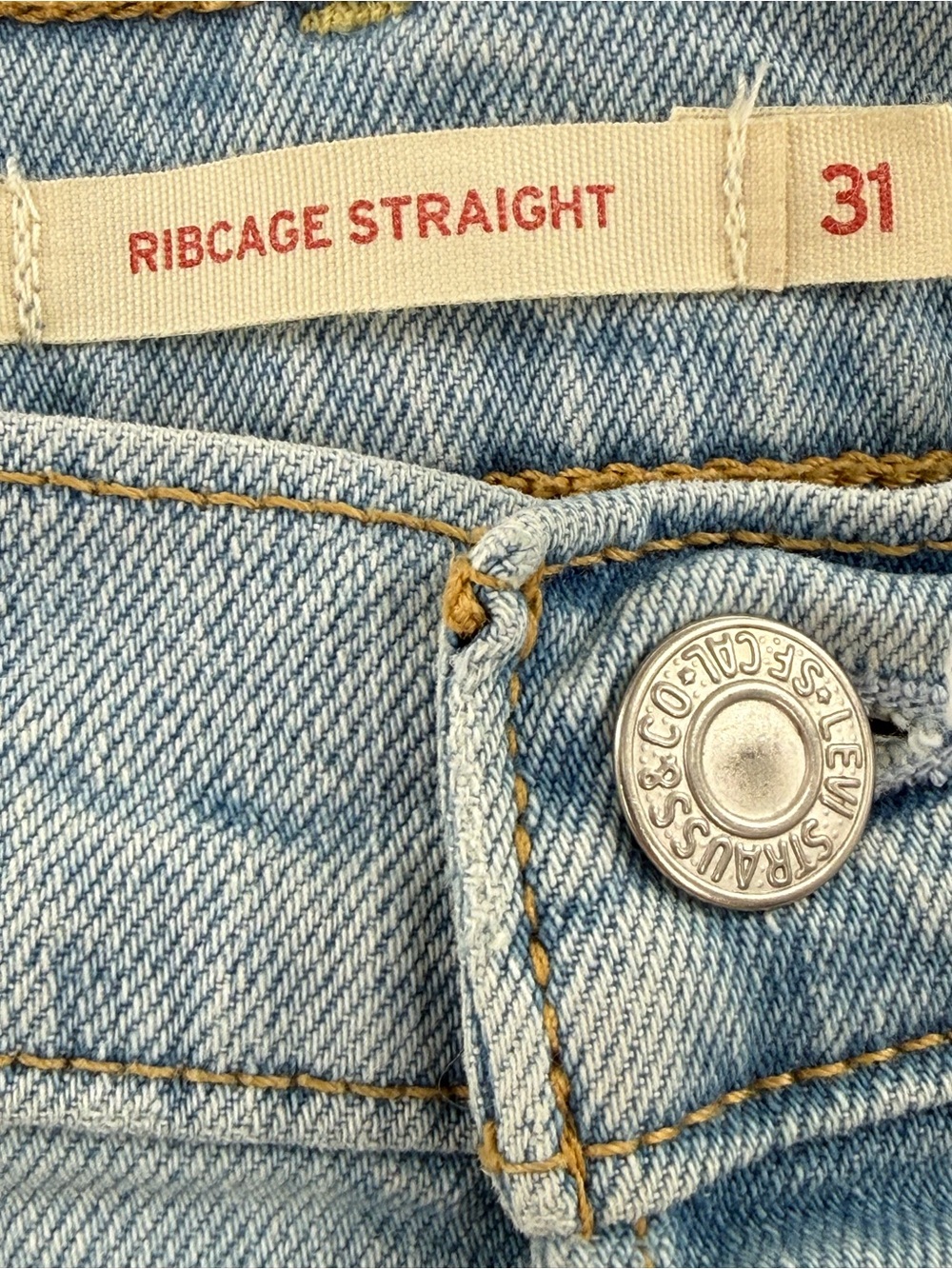 Levi’s Ribcage Straight High Waisted Button Fly Jeans  Light Wash Size 31 - Picture 12 of 14